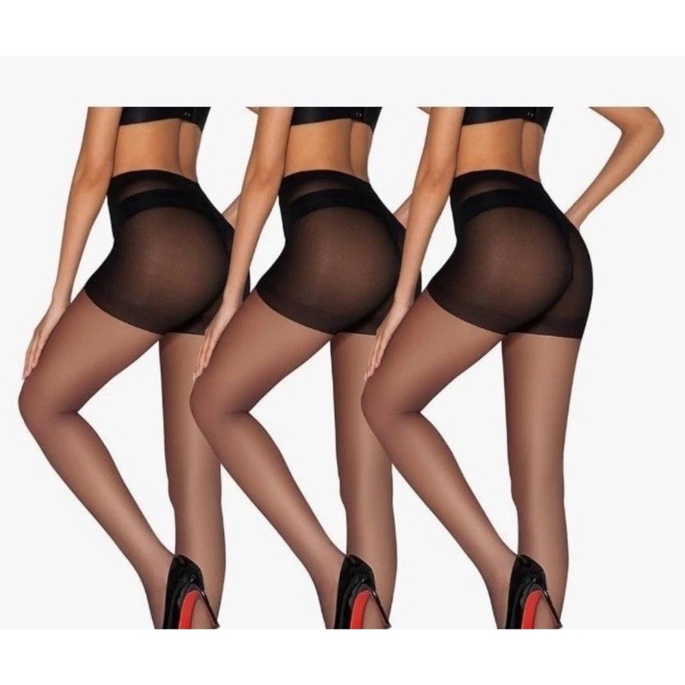 HoneySea Tights Women XL Black New Shimmery Anti-odor Opaque Pantyhose C1142